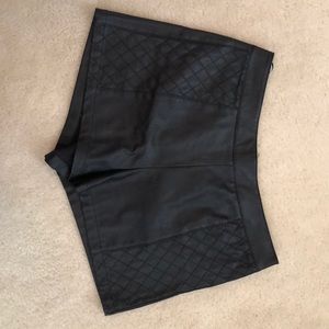 High waisted black leather shorts